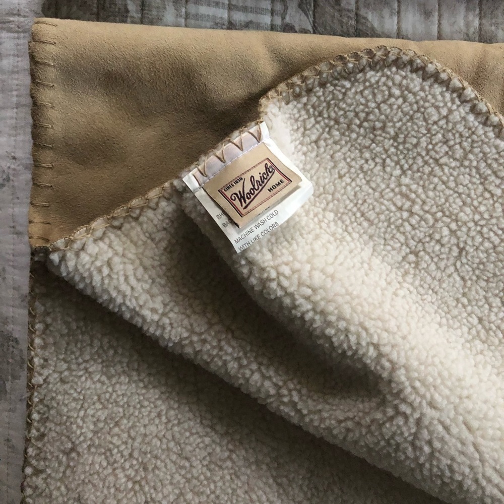 Two New Woolrich Sherpa & Suede Blankets